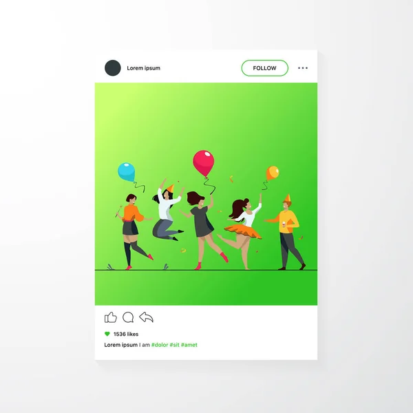 Happy people dancing at party flat vector illustration