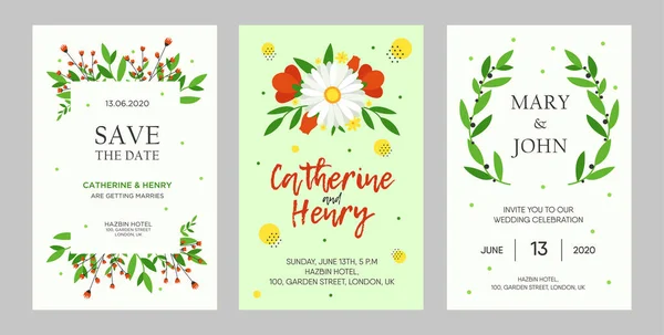 Creative Wedding Invitation Designs Flowers Trendy Floral Invitations Text Celebration — 스톡 벡터