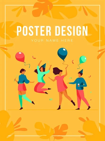 Happy people dancing at party flat vector illustration