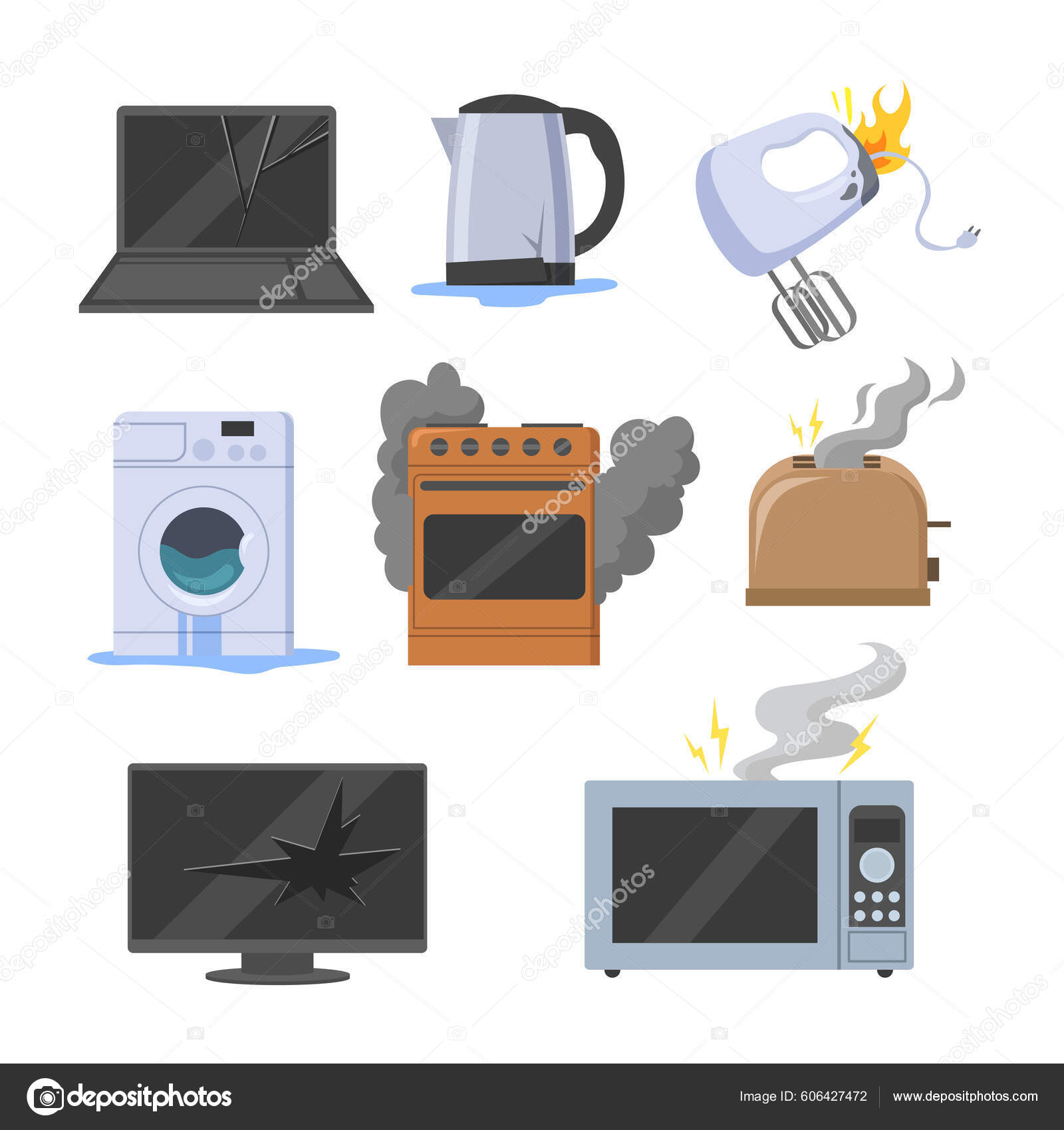 Kitchen and home electric appliances collection vector