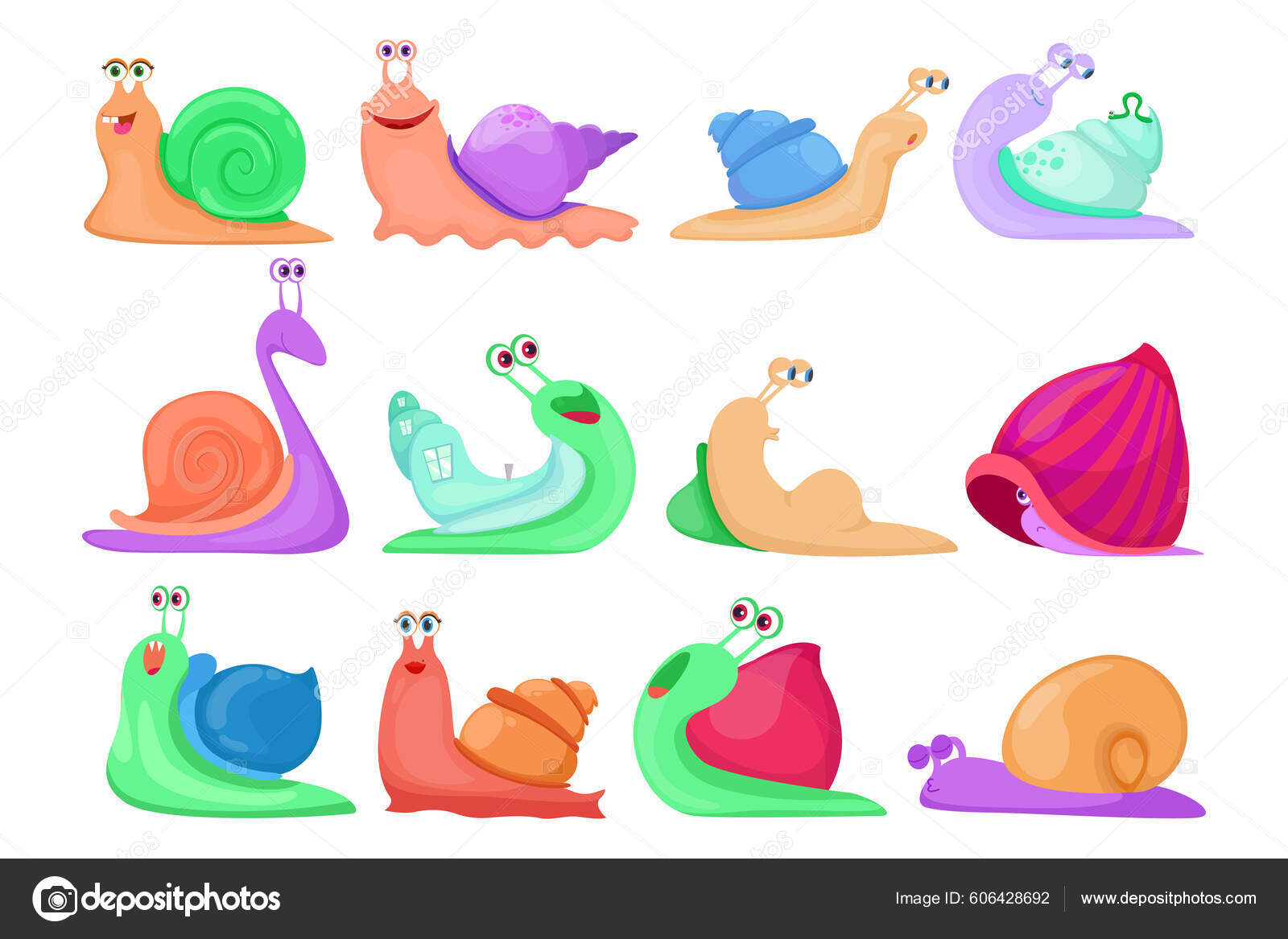 O caracol está correndo rápido. desenho vetorial para design de