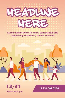 Caddede yürüyen yayalar. Trafik ışıklarında karşıdan karşıya geçen insanlar. Yaya geçidi, yol güvenliği ve vatandaşlık kavramı için vektör illüstrasyonu