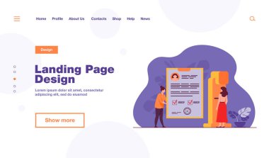 Muayene ve hastalık teşhisi için mammografi makinesinin başında duran kadın. Doktor hastaların sağlık raporlarını tutuyor. Göğüs kanseri önleme veya tıbbi teknoloji konsepti için vektör illüstrasyonu