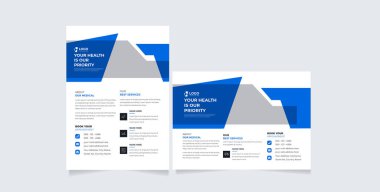 Modern Tıbbi Uçuş Şablonu Tasarımı, Tıbbi kapak a4 şablon tasarımı, Sağlık Hizmetleri broşürü tasarımı, el ilanı, basım için broşür dekorasyonu