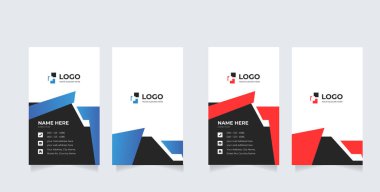 Dikey kartvizit baskı şablonu. Kişisel kartvizit, temiz bir daire tasarımı. Vektör illüstrasyonu 