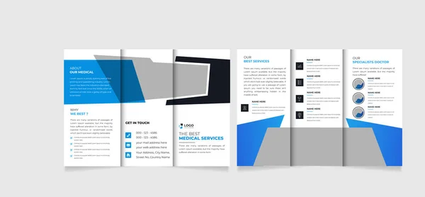 Medical Hospital Tri Fold Brochure Design Template Modern Cover Brochure — 스톡 벡터