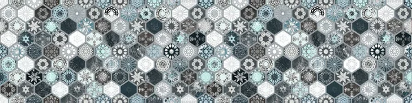 Blue Retro Honeycomb Pattern Background — Stok fotoğraf