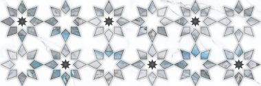 Blue star pattern and white marble stone texture