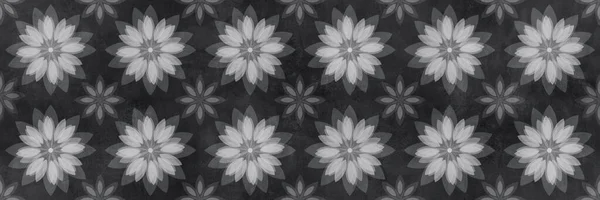 White Flowers Pattern Black Cement Texture Background — Stockfoto
