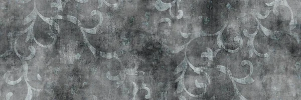 Çimento desenli gri yapraklar, eski duvar kağıdı arkaplanı