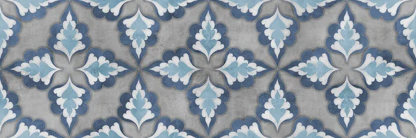 Çimento Desenli Mavi Yapraklar — Stok fotoğraf