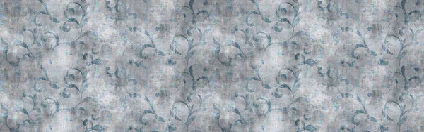 Blue Ornament Pattern Cement Texture Vintage Wallpaper Background — Stock Photo, Image