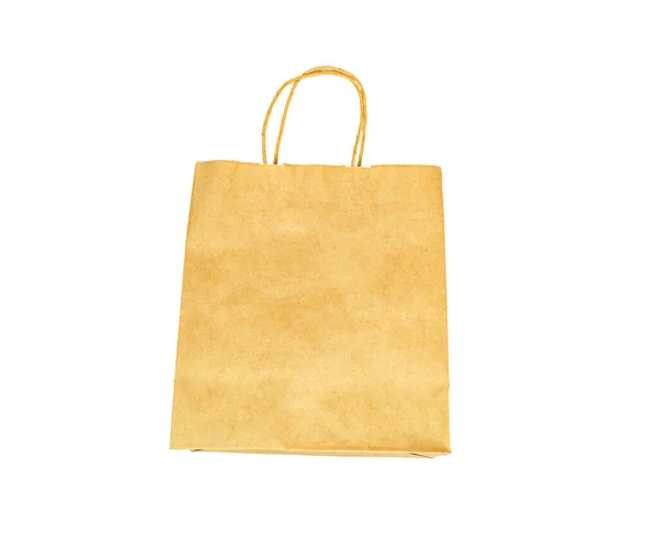 One isolated paper eco friendly kraft bag on white background front view — Stockfoto