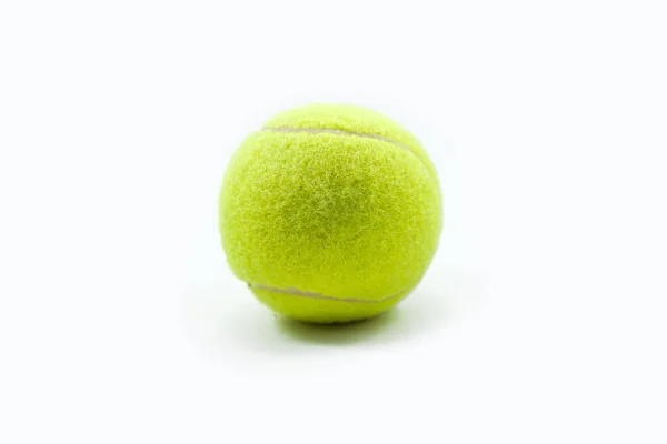 Keçeli Kauçuktan Yapılmış Sarı Tenis Topu Beyaz Arka Planda Izole — Stok fotoğraf