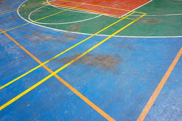 Campo Deportes Con Rayas Utilizadas Para Baloncesto Voleibol Adecuado Para —  Fotos de Stock