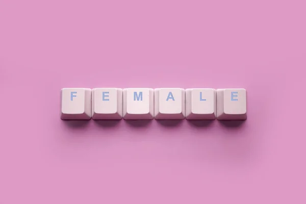 Word Female Írt Számítógépes Billentyűzet Kulcsok Elszigetelt Rózsaszín Alapon — Stock Fotó