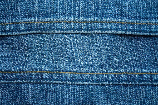 Tessuto Blu Jeans Sfondo Texture Con Cuciture Dettagli Vista Vicino — Foto Stock
