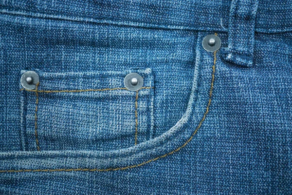 Tessuto Blu Jeans Sfondo Texture Con Cuciture Dettagli Vista Vicino — Foto Stock