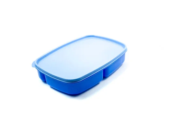 Lonchera Plástico Azul Aislada Sobre Fondo Blanco Contenedor Almacenamiento Alimentos — Foto de Stock
