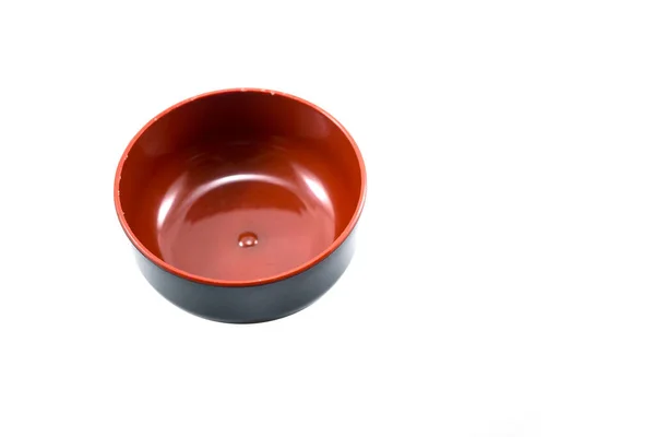 空的黑色塑料碗 内部红色 白色背景隔离 — 图库照片