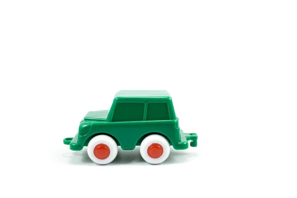 Green Paint Plastic Toy Terrain Car Isolated White Background — Stock Photo, Image