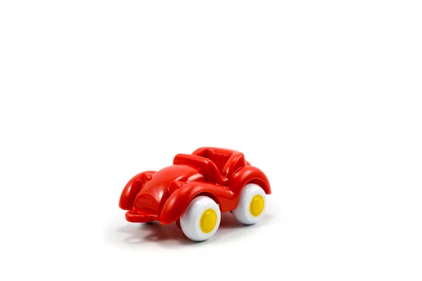 Retro Auto Open Dak Plastic Speelgoed Rode Verf Geïsoleerd Witte — Stockfoto
