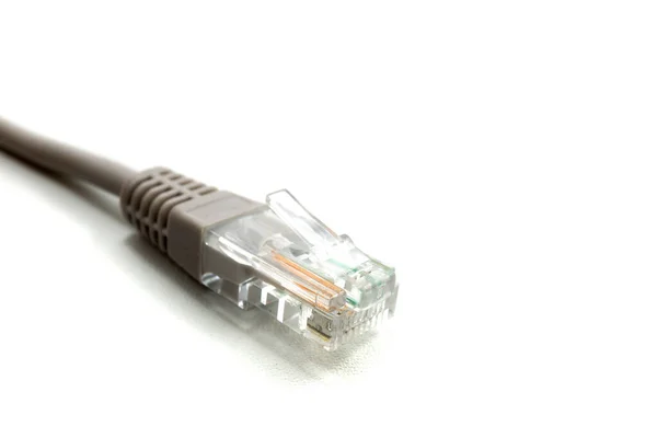 Gray Lan Network Connection Ethernet Cable Internet Cord Rj45 Isolated — Stock Photo, Image