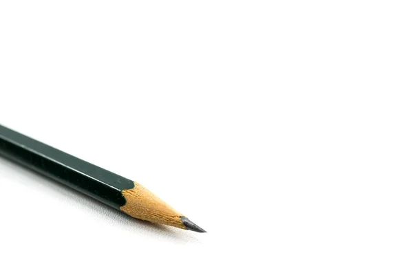 Zöld Ceruza Elszigetelt Fehér Háttér Makro Fotózás — Stock Fotó