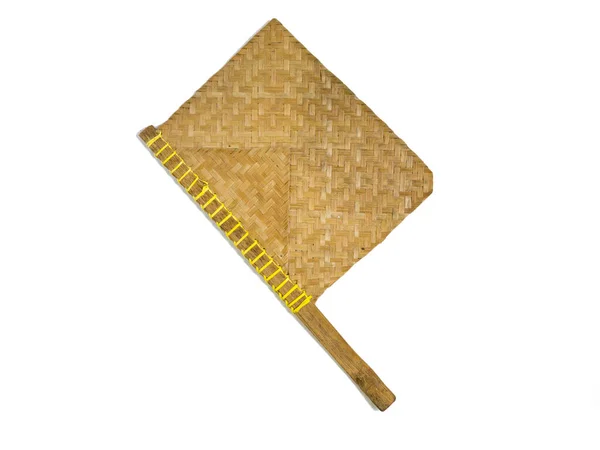 Handheld Fan Made Bamboo Used Grilling Satay Isolated White Background — Stock Photo, Image