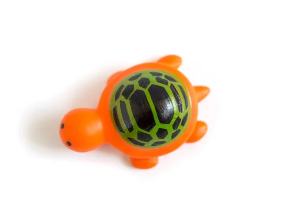 Brinquedo Criança Tartaruga Borracha Laranja Usado Para Jogar Tomar Banho — Fotografia de Stock