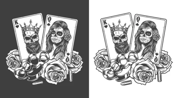 Conceito Gangsta Com Cartas Baralho Rosas Dedos Ilustração Vetorial —  Vetores de Stock