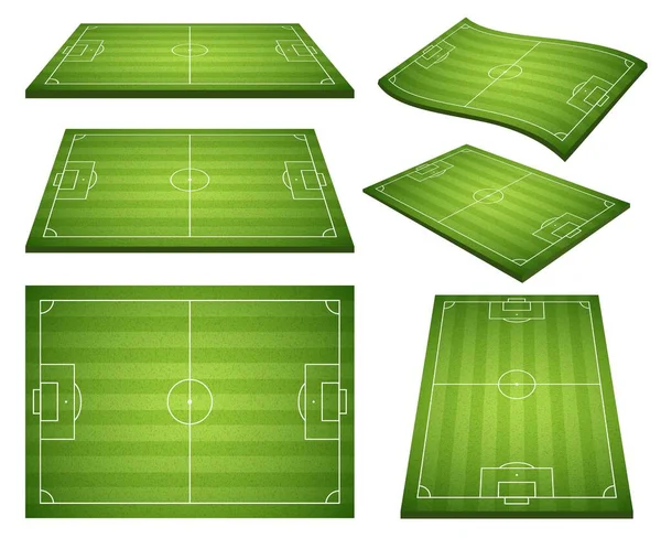 Set Von Fußball Grünen Feldern Leer Mit Gras Textur Vektorillustration — Stockvektor