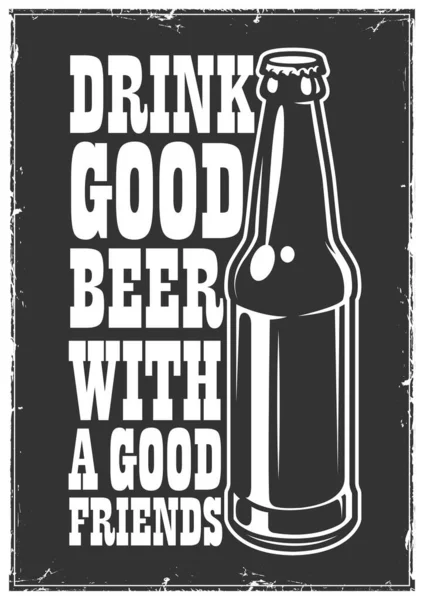 Cartaz Cerveja Retro Grunge Tipográfico Ilustração Vetorial —  Vetores de Stock