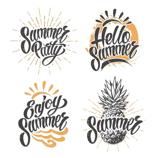 Emblema Vintage Verão Com Letras Ilustração Vetorial — Vetor de Stock