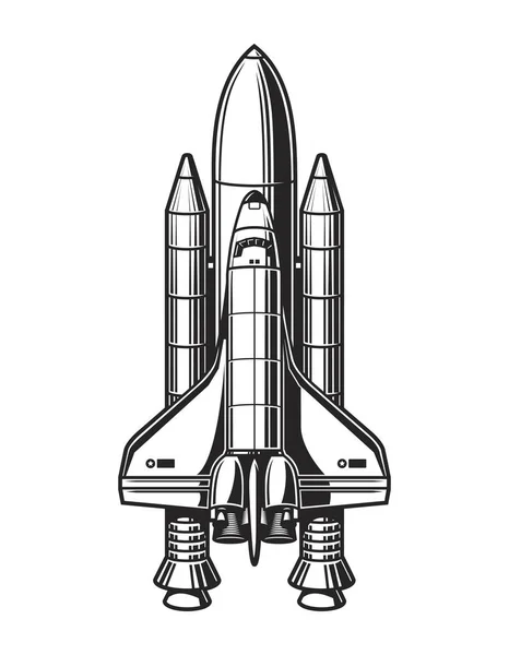Vintage Space Ship Concept Monochrome Style Isolated Vector Illustration — Stock Vector