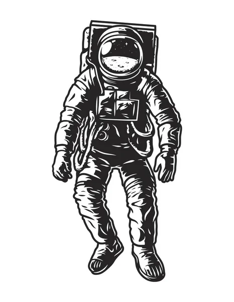 Vintage Monochrome Astronaut Concept Space Suit Isolated Vector Illustration — Stock Vector