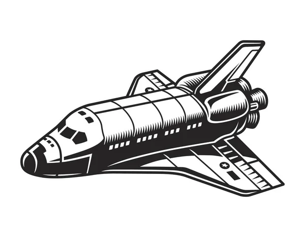 Ρετρό Φουτουριστικό Διαστημόπλοιο Έννοια Μονόχρωμη Στυλ Απομονωμένη Εικονογράφηση Διάνυσμα — Διανυσματικό Αρχείο