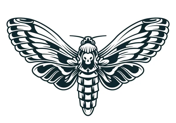 モノクロスタイルの絶妙な蝶のテンプレートベクトルイラスト — ストックベクタ