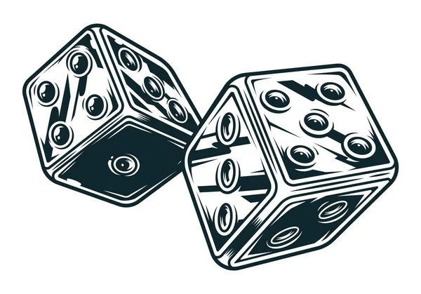 Vintage Original Dices Conception Monochrome Style Isolated Vector Illustration — 스톡 벡터