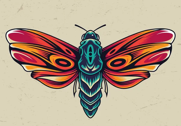 Bunte Schöne Schmetterling Konzept Vintage Stil Isoliert Vektor Illustration — Stockvektor