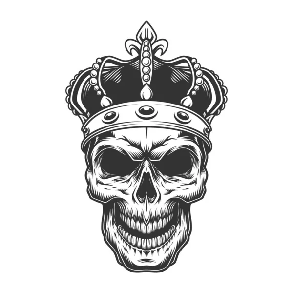 Totenkopf Der Krone Vector Vintage Illustration — Stockvektor