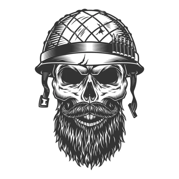 Skull Soldier Helmet Vector Illustration — Stock Vector
