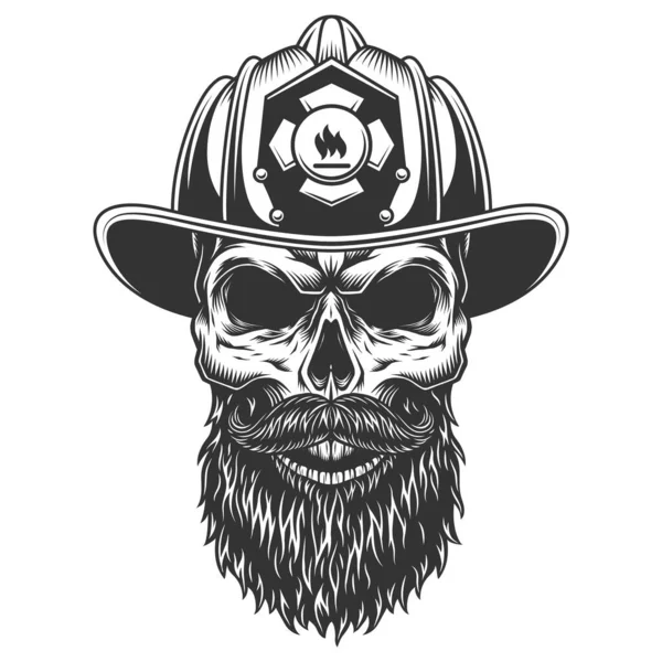 Crâne Dans Casque Pompier Illustration Vectorielle — Image vectorielle