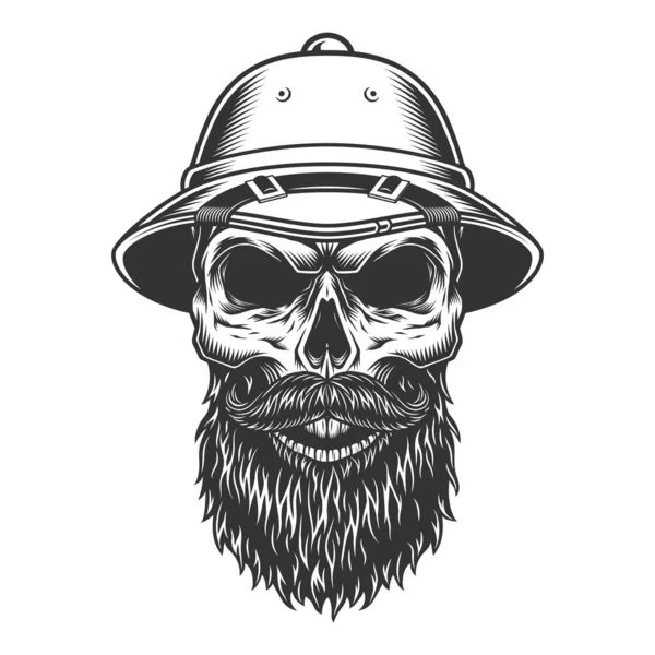 Crâne Dans Chapeau Safari Illustration Vectorielle — Image vectorielle