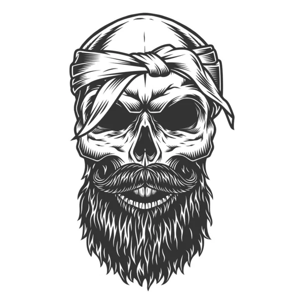 ひげと口ひげのある頭蓋骨 ベクターイラスト — ストックベクタ
