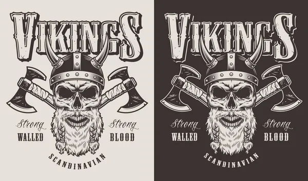 Shirt Imprimé Avec Tête Viking Dans Style Vintage Illustration Vectorielle — Image vectorielle