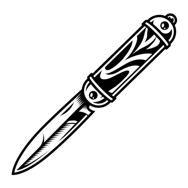 Monochrome Pocket Knife Concept Vintage Style Isolated Vector Illustration — Stock Vector