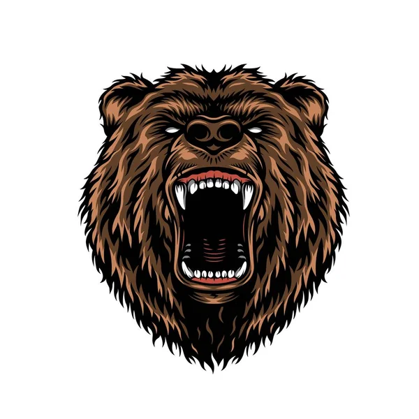 Ferocious Aggressive Bear Head Colorful Concept Vintage Style Isolated Vector Royalty Free Stock Vectors
