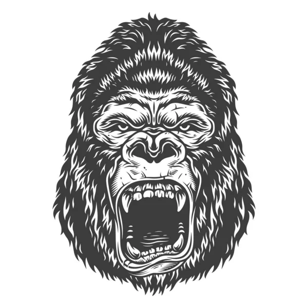 Illustrazione Vettoriale Testa Gorilla Arrabbiata Sfondo Bianco — Vettoriale Stock