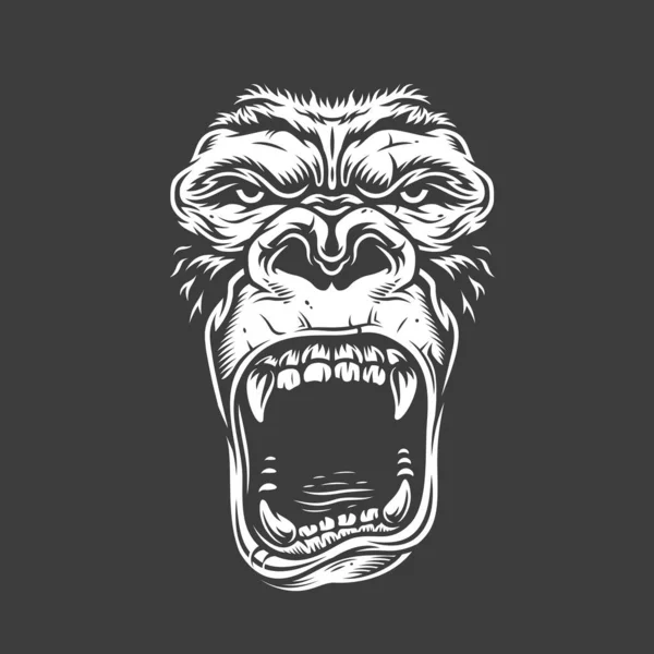 Face Gorilla Isolated White Vector Concept Illustration — Stock Vector